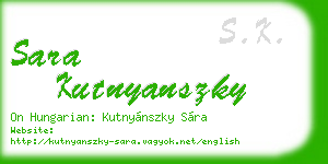 sara kutnyanszky business card